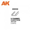 AK Interactive AK6558 CHANNEL 6.0 WIDTH X 350MM – STYRENE U CHANNEL – (3 UNITS)